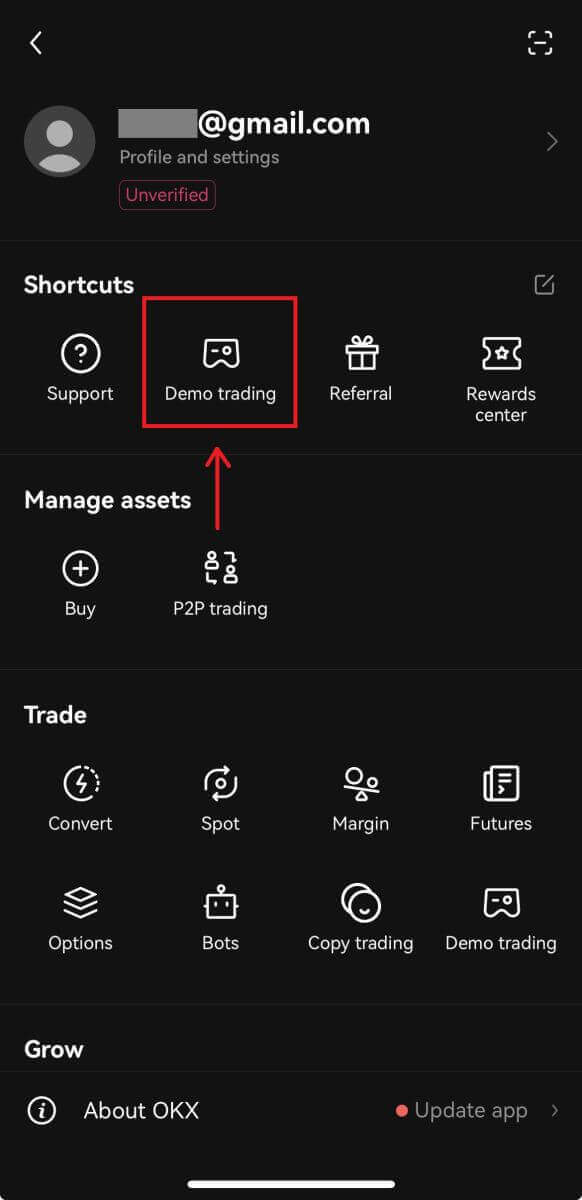 Чӣ тавр кушодани ҳисоби намоишӣ дар OKX Чӣ тавр кушодани ҳисоби намоишӣ дар OKX